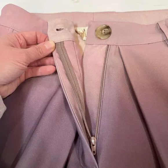 NWT La Fuori echo pleated wide leg pant medium ombré gray 100% silk pleated